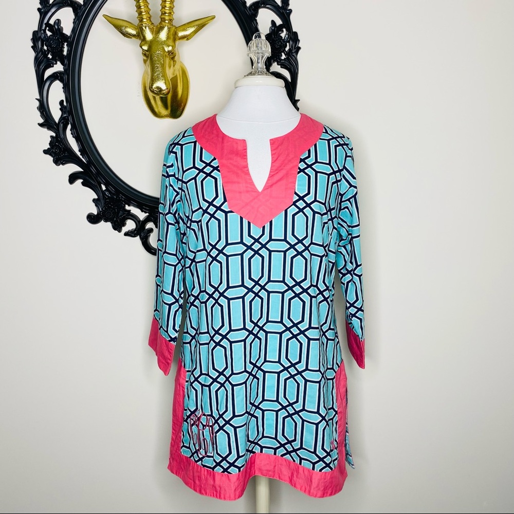 Simply Southern Teal, Navy and Pink Print Tunic